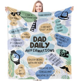 HIWX Dad Blanket, Inspirational Blankets for Dad, Dad Blanket from Daughter Son, DDA Gifts for Christmas Birthday Father's Day, Dad Daily Affirmation Throw Blanket for Couch Sofa Bed, 50x60 Inches