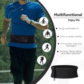 SPRIMEMONG Running Belt, Slim Fanny Pack and Moisture Wicking Wasit Bag for Women and Men(Black,M)
