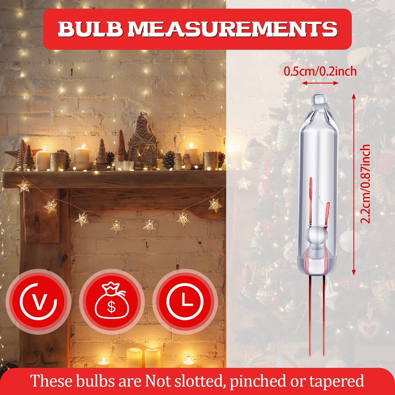 Mudder 300 Pcs Mini Christmas 2.5 Volt Replacement Light Bulbs