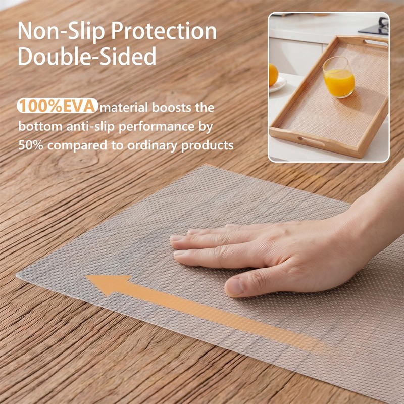 PABUSIOR Cabinet Drawer Liner Clear: Dual-Sided Non-Slip 100%EVA 11" x