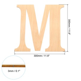 PATIKIL 12 Inch Wooden Letters, Letter M Shapes Cutouts Paintable Blank Unfinished Large Wood Alphabet Letters for Wall Decor, Home Decor, DIY Painting, Crafts