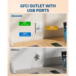 DEWENWILS 15A GFCI Outlet with USB-C & USB-A Ports, 30S Self-Test GFCI Electrical Outlet with Indicator Light, Tamper-Resistant Receptacle, Screwless Wall Plate, Clamping Plate, ETL Listed, 1 Pack