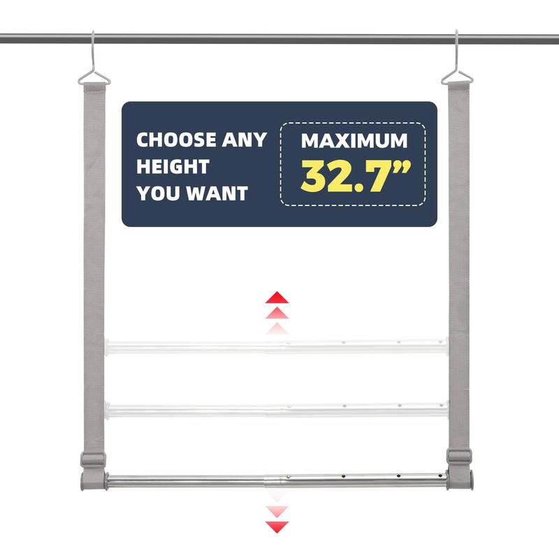 STO STO Closet Hanging Rod, Length and Height Adjustable Closet