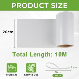 LALAGO 10 m gutter hose roll transparent for drain pipes diameter 125 mm, made of sturdy PE film, rain gutter protection, downpipe provisory hose film, drain hose, gutter with 5 cable ties