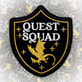 Quest Squad Patch 3 Inches Funny ACOTAR Armor, Dragon Fourth Wing Bookish Fantasy Humor Iron On/Sew On Embroidery Fabric Applique Patches for Trucker Hats Clothes Backpack DIY Accessories Friend Gifts