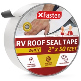 XFasten RV Roof Repair Tape White, 2 Inch x 50 Feet, Waterproof Mess-Free Sealant Tape for Camper Roof, RV Rubber Patch, Trailer, Vent, Skylight, and Boat Sealing – Super Strong UV-Resistant Adhesion