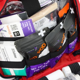 Lightning X Premium Rip-Away Individual First Aid Kit for Vehicle Head Rest - RED