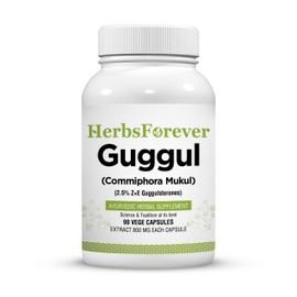 Herbsforever Guggul Capsules | 100% Natural Commiphora Mukul Extract | Ayurvedic Herbal Supplement for Metabolic Balance, Detox & Vitality | 90 Vegan Capsules
