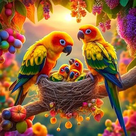 HEIBAGO 5D Diamond Painting Kits for Audlts Bird, DIY Parrot Diamond Art Painting for Beginners, Full Drill Diamond Dots Kits Animal Rhinestone Embroidery Crystal Crafts for Home Wall Decor 30x30cm