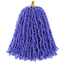 GUOHUI Super Light Butterfly Locs Crochet Hair 12 Inch 6 Packs Pre-Looped Soft Distressed Faux Locs Braids for Women Kids (12 Inch,BLUE#)