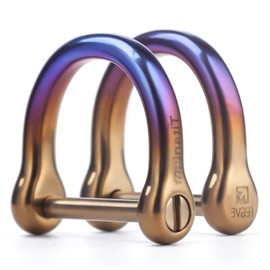 [TISUR] Key Ring Titanium Key Chain D-Ring for Smart Key Chain Anti-Lost Shackle Polished Surface (Titanium D Ring Rainbow Color/2*L)