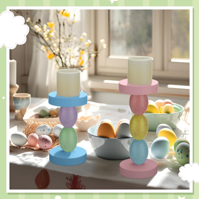 Hushee Set of 2 Easter Candle Holder Easter Decorations Candlestick