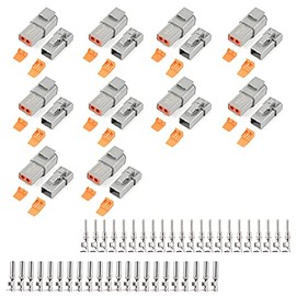 JRready ST6251 Deutsch DTP Connector Kit, 2Pin Connector 10Sets DTP04-2P/ DTP06-2S with Size 12 Stamped Contacts/Terminals 14-12AWG 22Pairs, 25 Amps