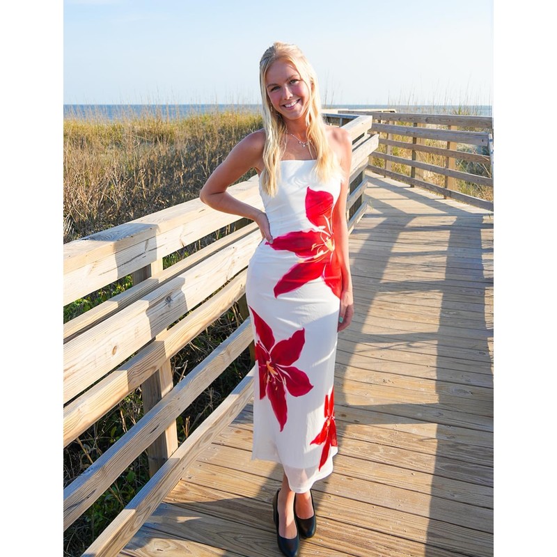 ZESICA Womens Summer Floral Strapless Maxi Dress 2026 Off Shoulder