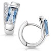 Materia #SO-348 Creole Earrings Rectangular 925 Silver Zirconia Blue Rhodium