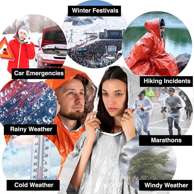 Outdoor Insulated Survival Kits-Emergency Blankets(5 Pack),1 Emergency Sleeping Bag,1 Emergency
