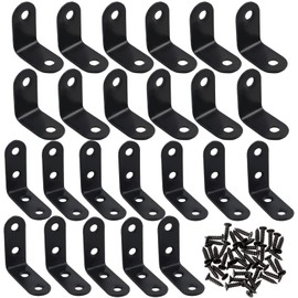 24 Pcs Corner Bracket Sets 20 * 20mm and 40 * 40mm Stainless Steel L-Shaped Right Angle Brackets with 80 Pcs Screws for Wooden Chairs Furniture Cabinets Bookshelf Board