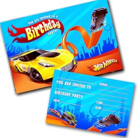 Hot Car Wheels Party Invites Birthday Invitations & Envelopes (WRITE ON) (20 with envelopes)
