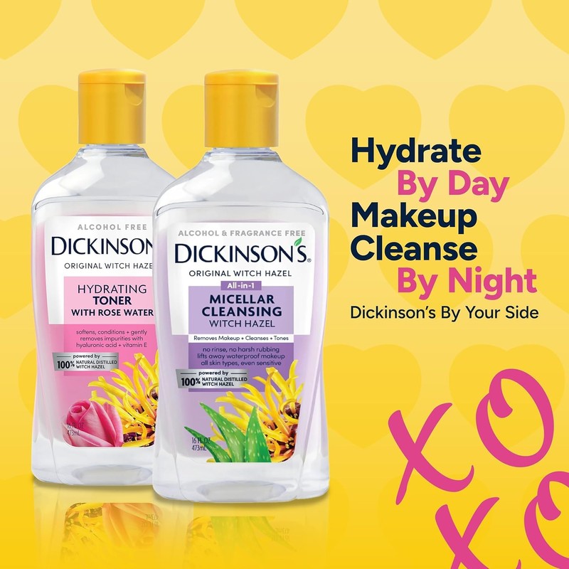 Dickinson's Enhanced Witch Hazel Hydrating Toner with Rosewater, Alcohol Free,