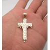 AMZ Jewelry 10k Yellow Gold Cross Pendant Diamond Cut Nugget