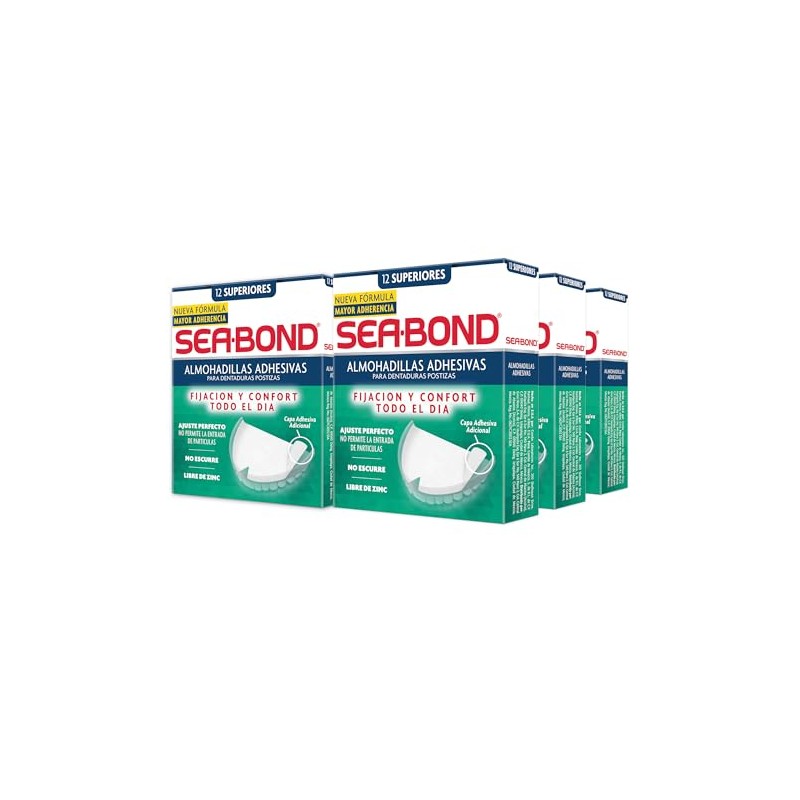 Sea-Bond Kit Almohadilla Adhesiva para Dentaduras Postizas Superiores, 6 pack