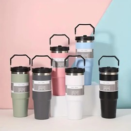 Maideduo IceFlow Tumbler with Flip Straw - 30 oz - Twist Lid and Flip Straw - Leak Resistant Water Bottle - Insulated Stainless Steel - BPA Free (Black)