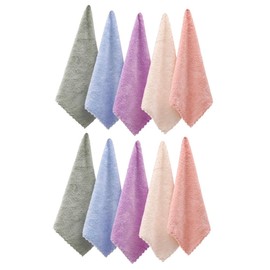 NOLITOY 10pcs Coral Velvet Makeup Remover Cleansing Makeup Remover Pads Fiber Cleaning Rag Washcloth Cloths Soft Absorbent Quick Drying Handkerchief Makeup Towels Makeup Remover Towels