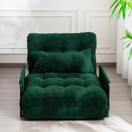 MAXYOYO Adjustable Floor Sofa Couch with Pillow, 5-Position Boucle Bean Bag Bed, Convertible Lazy Sofa Sleeper Bed with Armrest, Versatile Floor Seating Sofa for Living Room Guest Room, Green, Single