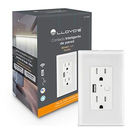 Lloyd's LC-1280 Placa De Pared Wifi Control de 2 Plugs y USB, Compatible con Alexa y Google Assistant, Automatización Inteligente