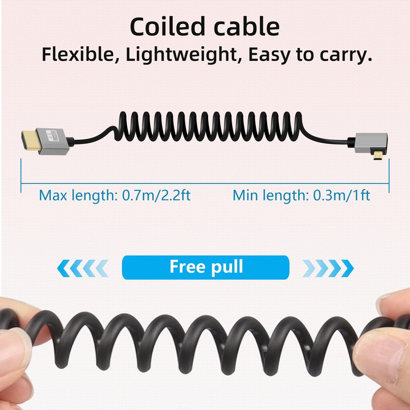 RIIEYOCA 4K Micro HDMI to HDMI Short Coiled Cable, 90