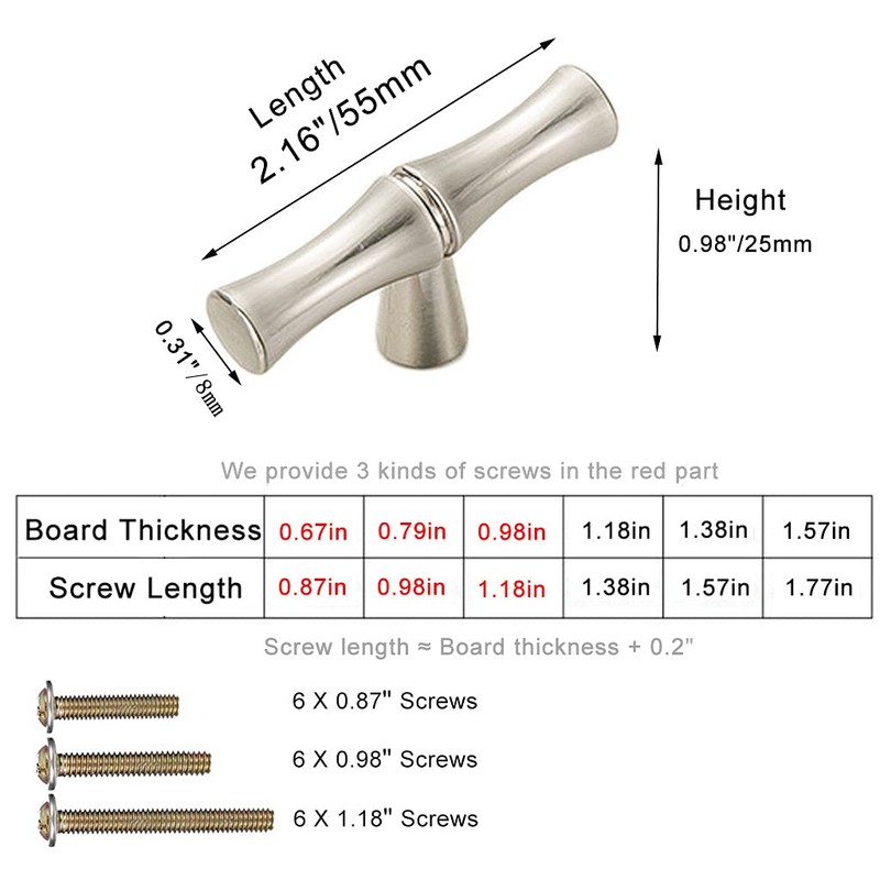 ESreake 6Pcs Bamboo Shape Solid Zinc Alloy Cabinet Knobs Handle