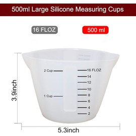 2 Pieces Large Silicone Measuring Cups 500ml Large Resin Mixing Pouring Silicone Cups for Epoxy Resin Jewelry Making (2 Pcs 500ml)