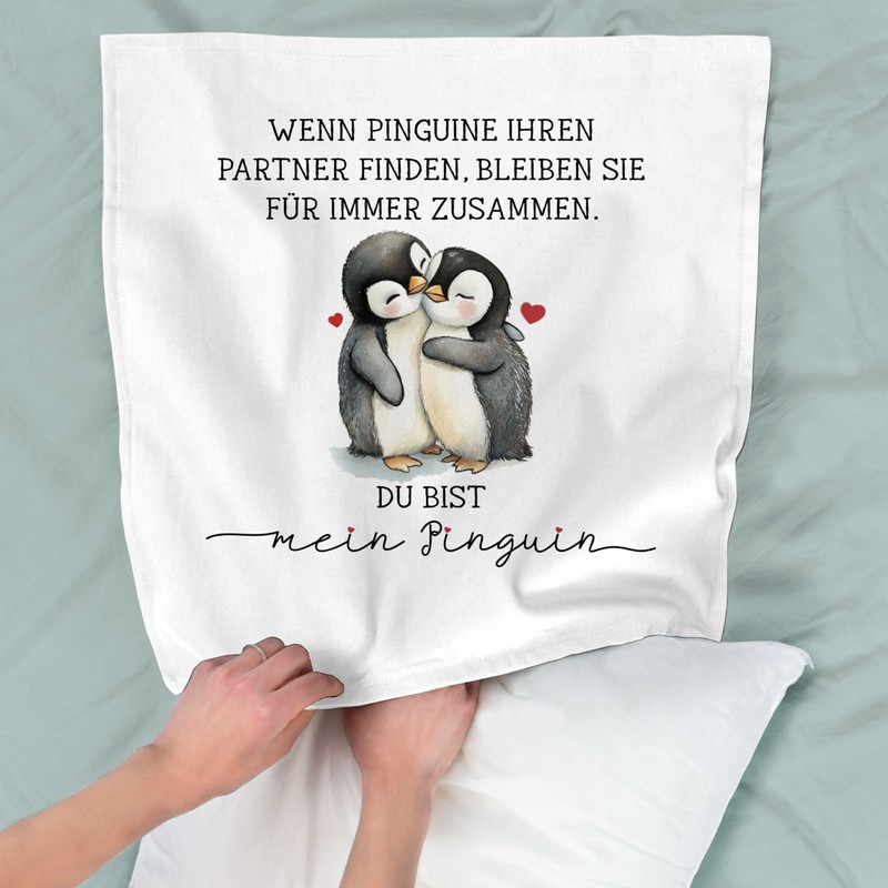 Cushion Cover - Cushion - When Penguins Find Their Partner