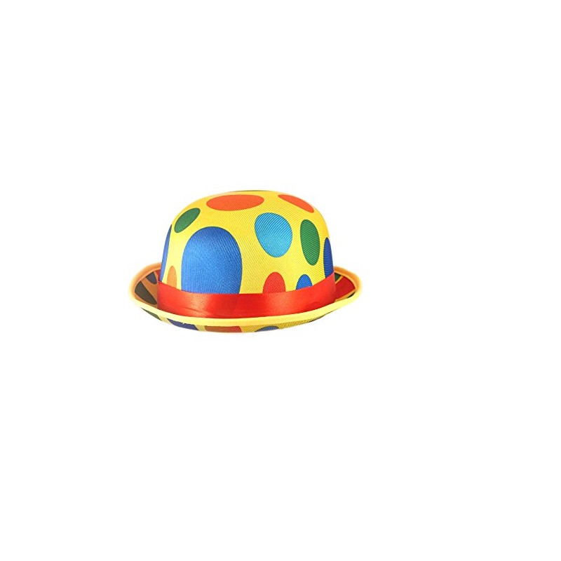 Adults Novelty Polka Dot Clown Bowler Hat Fancy Dress Accessory
