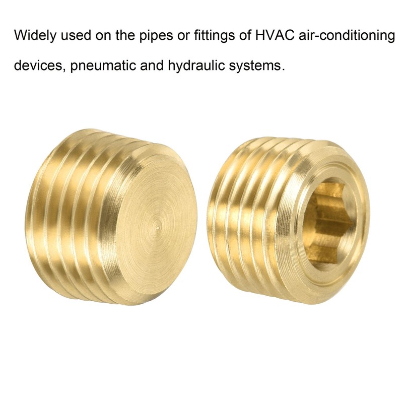 sourcing map Brass Pipe Plug 1/8 NPT Male Thread Hex