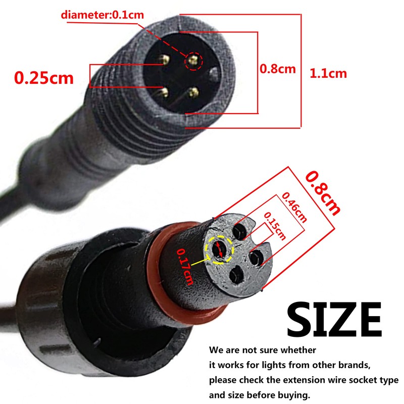 NBWDY Waterproof 1-2 Y Extension Cable Wire Cord Set for