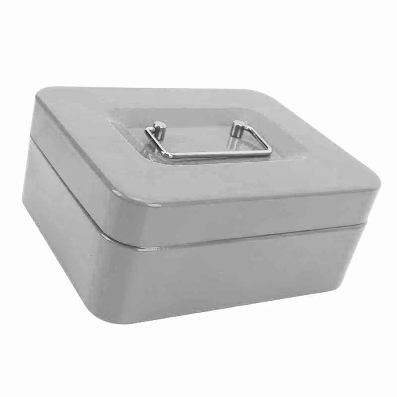 Small Locking Cash Box Portable Double Layers Safe Metal Money
