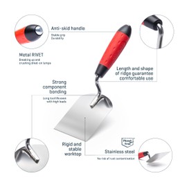 COMENSAL Masonry Trowel 80 mm - Plasterer's Spatula - Plastering Trowel - Stainless Steel - Plaster Trowel - Non-Slip Soft Grip - Made in EU
