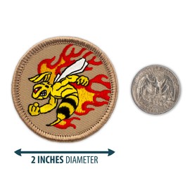 Flaming Hornet Patrol Patch - 2" Diameter Round Embroidered Patch (Hook & Loop Fastener)
