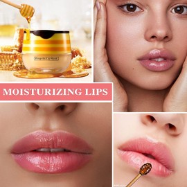 Bálsamo Labial de Miel de Abeja,Bálsamo Labial Hidratante con Propóleo,Bálsamo Labial Hidratante de Miel con Propóleo,Hidratación y Prevención de Labios Secos y Agrietados (Honey Pot)