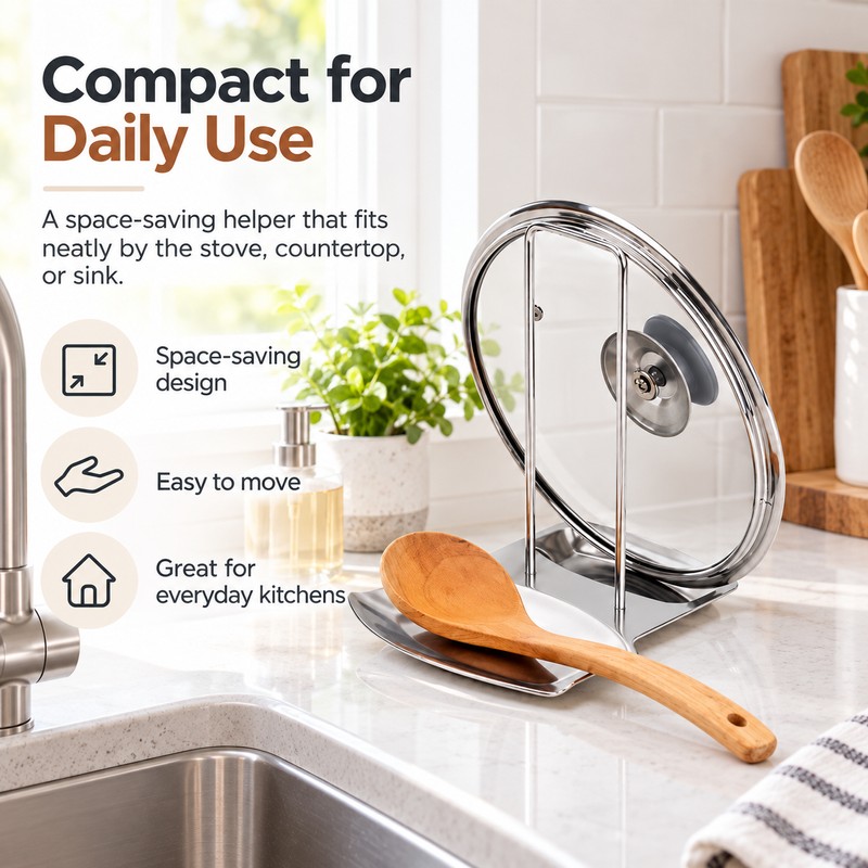 Stainless Steel Pot Lid Rack for Kitchen – Detachable Pan