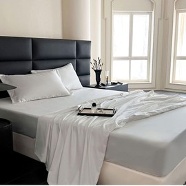 Fitted Sheet Single 100% Cotton Sateen Weave 100 Thread Count Twin Thread Extra Long Cotton 400 Thread Count High Density Fabric Hotel Spec Dust Mite Resistant Bed Sheet Sheet Mattress Cover Bed Cover