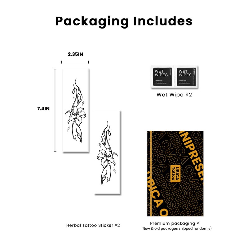 Semi Permanent Fine Line Tattoo, Large Tattoo Waterproof 2 Pcs