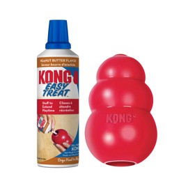 KONG Classic Stuffable Dog Toy Easy Treat Peanut Butter Spray - Fetch & Chew Toy for Dogs - with Dog Toy Filler Treat - for Hours of Fun & Enrichment - 8 oz - for Medium Dogs