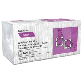 Cascades North River Luncheon Napkins, 1 Ply, 11 1/4 x 12 1/2, White, 500/Pk, 6000/Crtn