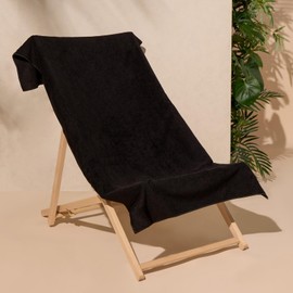 Brentfords Black Beach Towel, Swimming Pool Beach Holiday Essentials Gym Microfibre Beach Towels for Adults Kids Quick Dry Towel, 71cm x 152cm