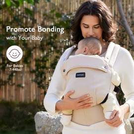 Momcozy Baby Carrier - Ergonomic, Cosy and Lightweight Baby Carrier for 3-20 kg, Easy to Put on, Ideal for Hands-Free Parenting, Improved Lumbar Support, Khaki