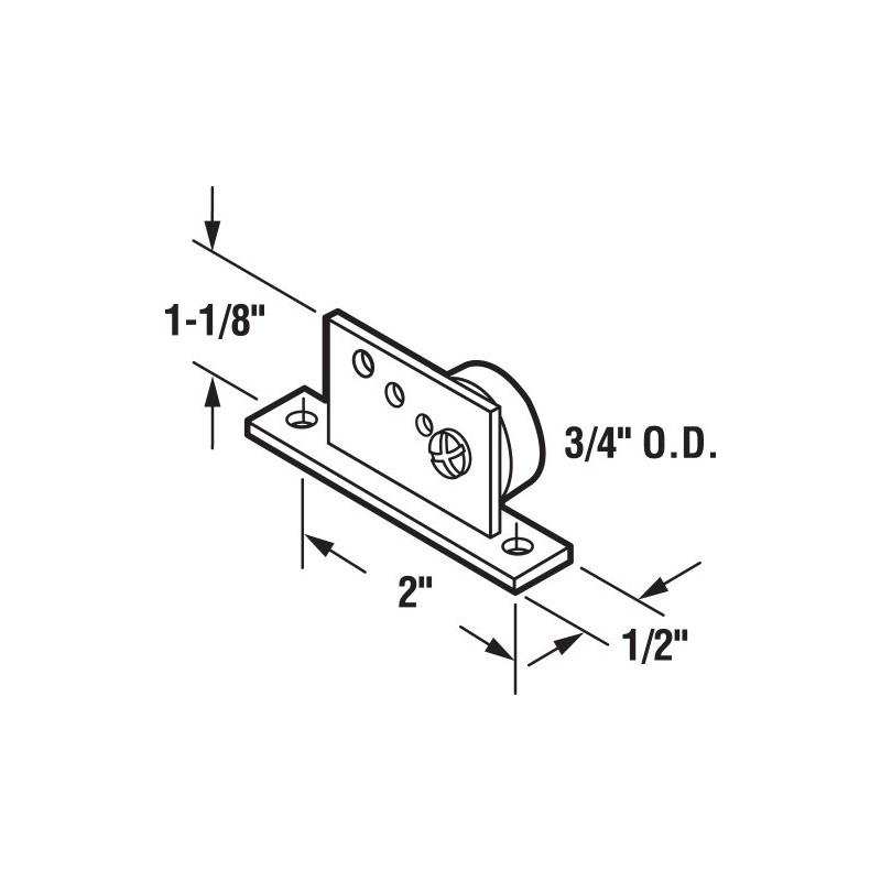 Prime-Line M 6035 Tub Enclosure Roller and Bracket Assembly, 3/4