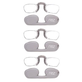 Calabria Noz Nose Pinching Rimless Armless Reading Glasses +3.00 Gray 3 Pack Men Women Keychain Case Pocket Reader Compact