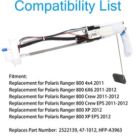 labwork Fuel Pump Replacement for Polaris Ranger 800 Crew XP 4x4 6x6 2011-2012 47-1012 HFP-A3963 2522139